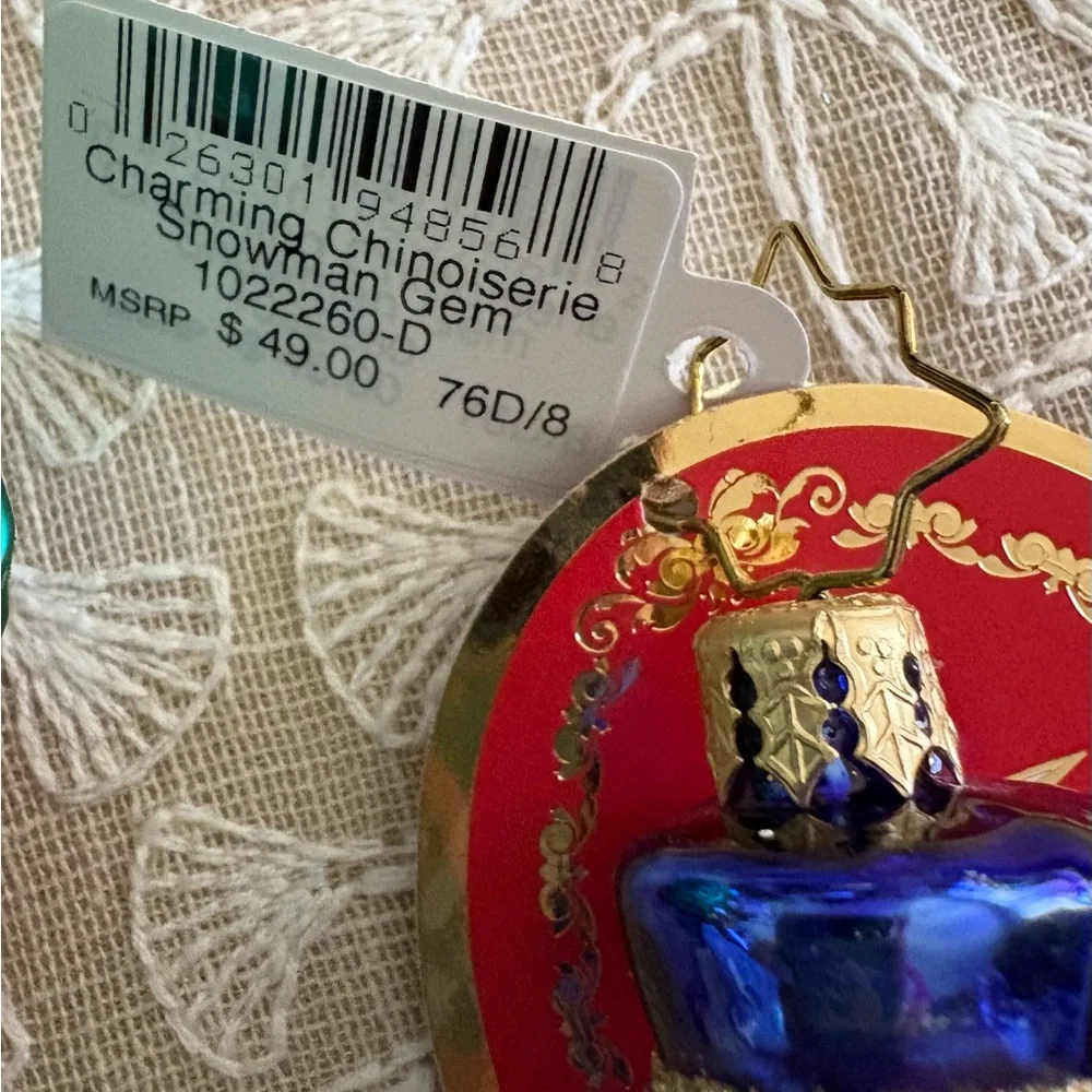 Christopher Radko Santa and Snowman Ornament Trio - Red, Blue, Gold - Picture 5 of 5